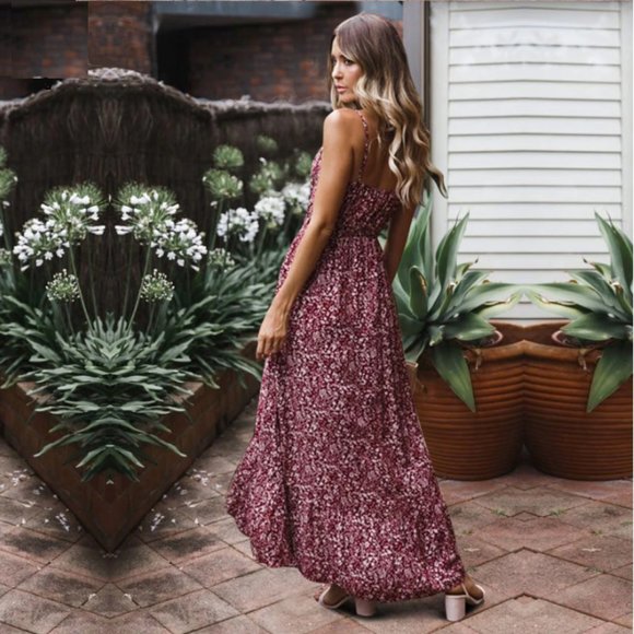 Bohemian V Neck Viscose Maxi Dress - Picture 3 of 11